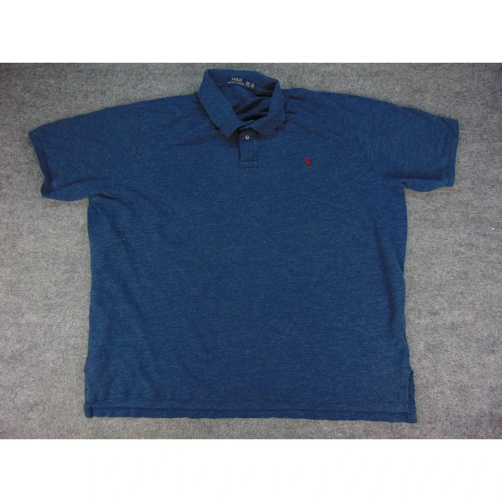 Polo Ralph Lauren Polo Mens 4XLT Blue Heathered Solid Short‎ Sleeve Pony Logo